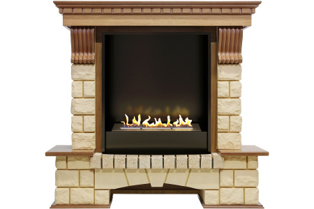 Биокамин в портале Firezo Pierre Luxe Дуб Шампань